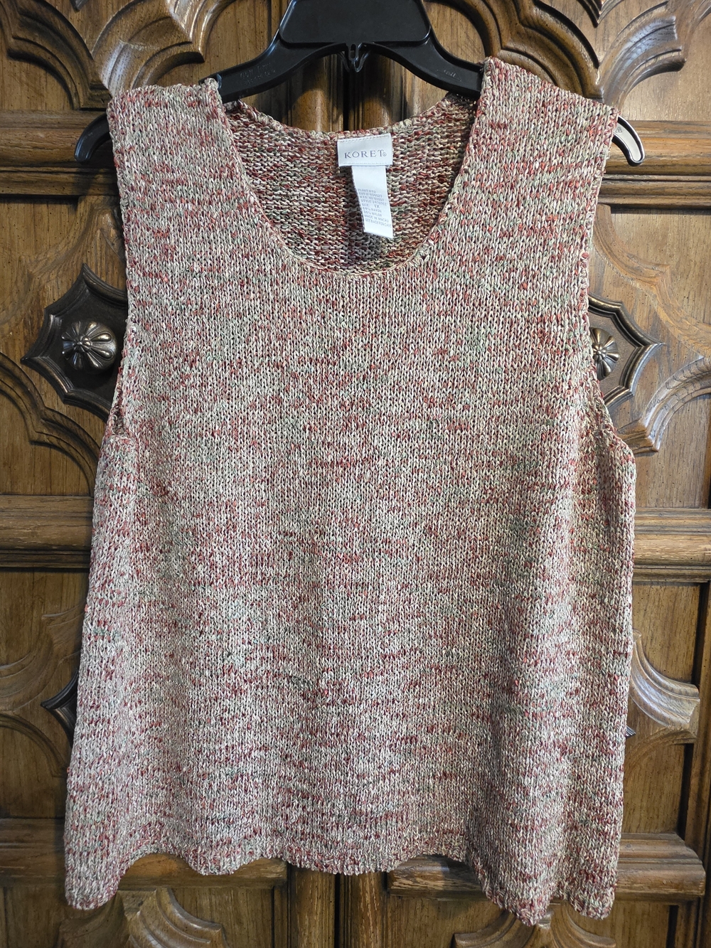 Koret Beige and Coral Speckled Knit Tank